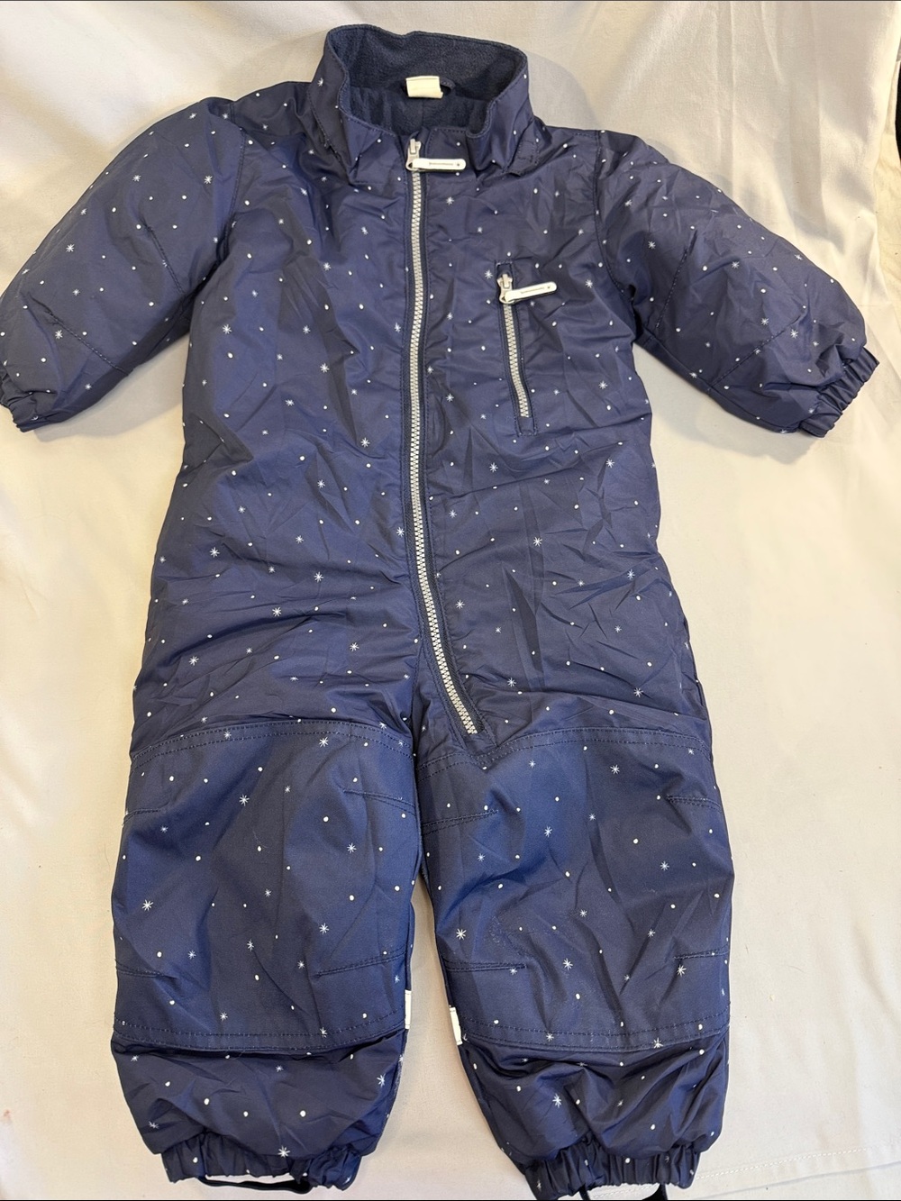 H&M Navy Star-Print water repellant Snowsuit Footie